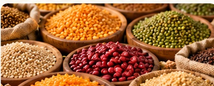 A selection of grains, beans and pulses